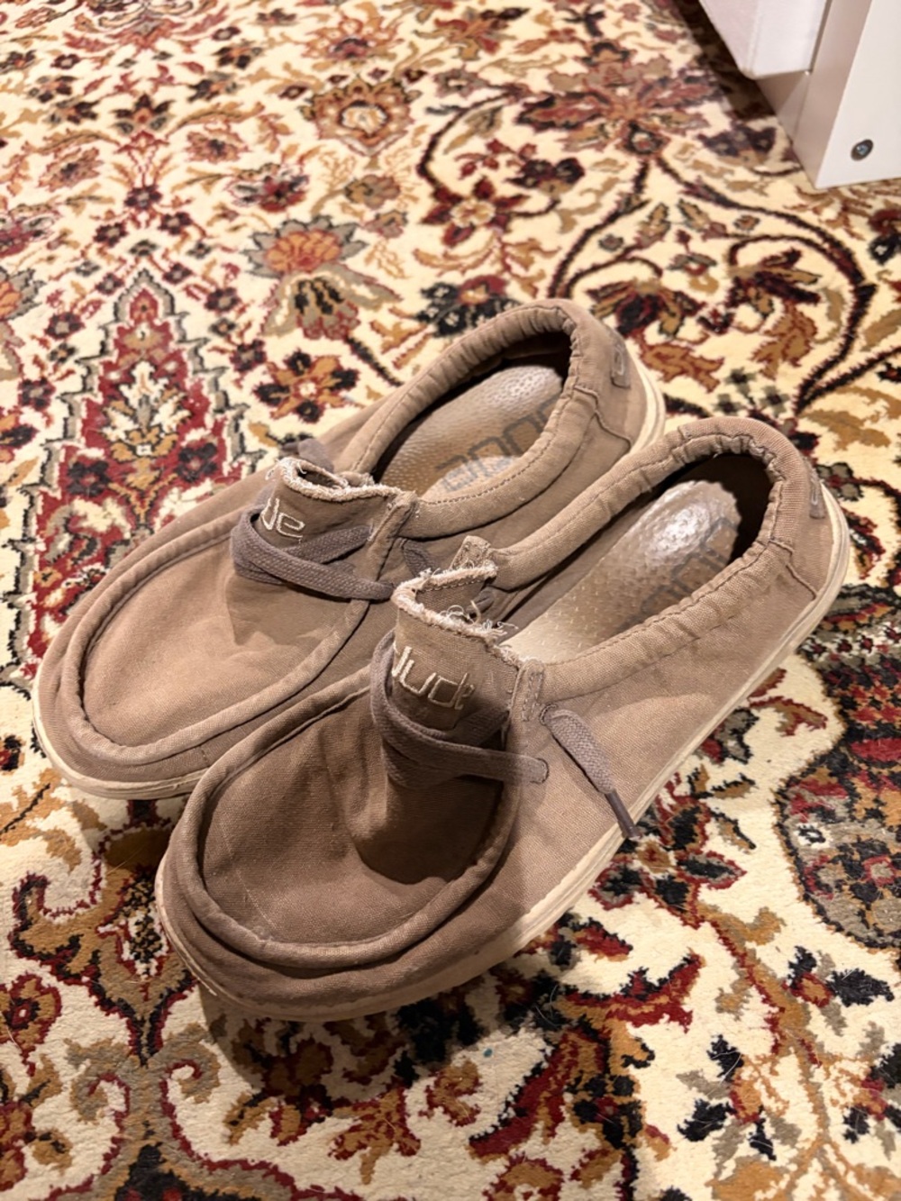 Hey Dude Mens Brown Canvas Wally Slip-On Loafers